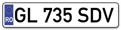 Placuta inmatriculare numar auto  GL-735-SDV, GL 735 SDV, GL735SDV