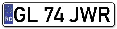 Placuta inmatriculare numar auto  GL-74-JWR, GL 74 JWR, GL74JWR
