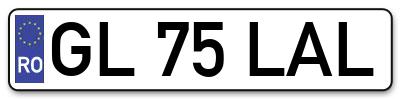 Placuta inmatriculare numar auto  GL-75-LAL, GL 75 LAL, GL75LAL