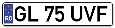 Placuta inmatriculare numar auto  GL-75-UVF, GL 75 UVF, GL75UVF