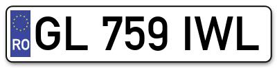 Placuta inmatriculare numar auto  GL-759-IWL, GL 759 IWL, GL759IWL