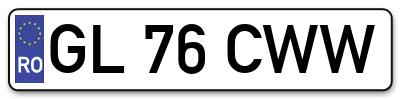 Placuta inmatriculare numar auto  GL-76-CWW, GL 76 CWW, GL76CWW