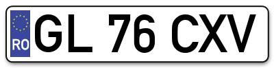 Placuta inmatriculare numar auto  GL-76-CXV, GL 76 CXV, GL76CXV