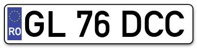 Placuta inmatriculare numar auto  GL-76-DCC, GL 76 DCC, GL76DCC