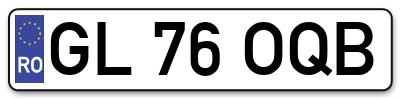 Placuta inmatriculare numar auto  GL-76-OQB, GL 76 OQB, GL76OQB