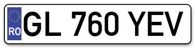 Placuta inmatriculare numar auto  GL-760-YEV, GL 760 YEV, GL760YEV