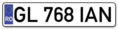 Placuta inmatriculare numar auto  GL-768-IAN, GL 768 IAN, GL768IAN
