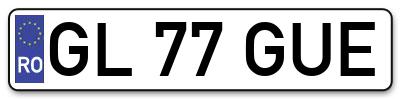 Placuta inmatriculare numar auto  GL-77-GUE, GL 77 GUE, GL77GUE