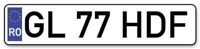 Placuta inmatriculare numar auto  GL-77-HDF, GL 77 HDF, GL77HDF