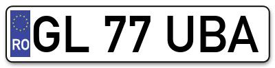 Placuta inmatriculare numar auto  GL-77-UBA, GL 77 UBA, GL77UBA