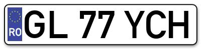 Placuta inmatriculare numar auto  GL-77-YCH, GL 77 YCH, GL77YCH