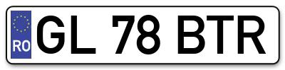 Placuta inmatriculare numar auto  GL-78-BTR, GL 78 BTR, GL78BTR