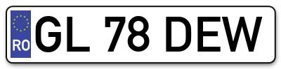 Placuta inmatriculare numar auto  GL-78-DEW, GL 78 DEW, GL78DEW