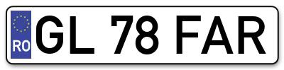 Placuta inmatriculare numar auto  GL-78-FAR, GL 78 FAR, GL78FAR
