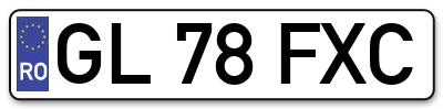 Placuta inmatriculare numar auto  GL-78-FXC, GL 78 FXC, GL78FXC