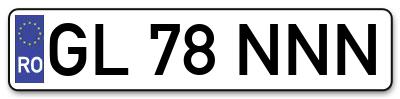 Placuta inmatriculare numar auto  GL-78-NNN, GL 78 NNN, GL78NNN