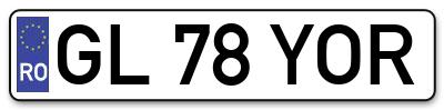 Placuta inmatriculare numar auto  GL-78-YOR, GL 78 YOR, GL78YOR