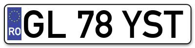 Placuta inmatriculare numar auto  GL-78-YST, GL 78 YST, GL78YST