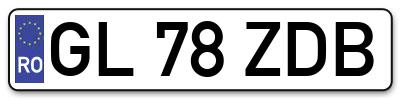 Placuta inmatriculare numar auto  GL-78-ZDB, GL 78 ZDB, GL78ZDB