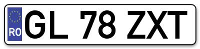 Placuta inmatriculare numar auto  GL-78-ZXT, GL 78 ZXT, GL78ZXT