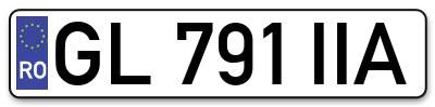 Placuta inmatriculare numar auto  GL-791-IIA, GL 791 IIA, GL791IIA
