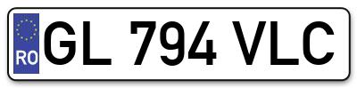 Placuta inmatriculare numar auto  GL-794-VLC, GL 794 VLC, GL794VLC