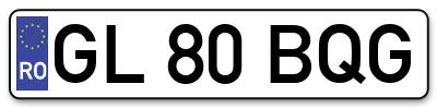 Placuta inmatriculare numar auto  GL-80-BQG, GL 80 BQG, GL80BQG