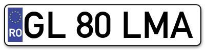 Placuta inmatriculare numar auto  GL-80-LMA, GL 80 LMA, GL80LMA