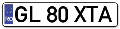 Placuta inmatriculare numar auto  GL-80-XTA, GL 80 XTA, GL80XTA