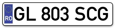 Placuta inmatriculare numar auto  GL-803-SCG, GL 803 SCG, GL803SCG