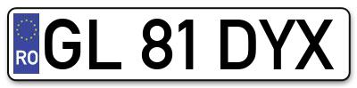 Placuta inmatriculare numar auto  GL-81-DYX, GL 81 DYX, GL81DYX