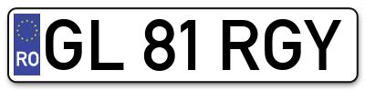 Placuta inmatriculare numar auto  GL-81-RGY, GL 81 RGY, GL81RGY