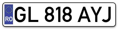Placuta inmatriculare numar auto  GL-818-AYJ, GL 818 AYJ, GL818AYJ