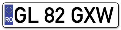Placuta inmatriculare numar auto  GL-82-GXW, GL 82 GXW, GL82GXW