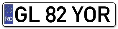 Placuta inmatriculare numar auto  GL-82-YOR, GL 82 YOR, GL82YOR