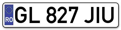 Placuta inmatriculare numar auto  GL-827-JIU, GL 827 JIU, GL827JIU