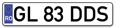 Placuta inmatriculare numar auto  GL-83-DDS, GL 83 DDS, GL83DDS