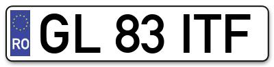 Placuta inmatriculare numar auto  GL-83-ITF, GL 83 ITF, GL83ITF
