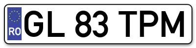 Placuta inmatriculare numar auto  GL-83-TPM, GL 83 TPM, GL83TPM