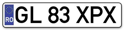 Placuta inmatriculare numar auto  GL-83-XPX, GL 83 XPX, GL83XPX