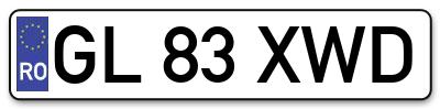Placuta inmatriculare numar auto  GL-83-XWD, GL 83 XWD, GL83XWD