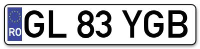 Placuta inmatriculare numar auto  GL-83-YGB, GL 83 YGB, GL83YGB