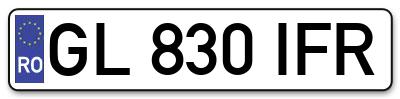 Placuta inmatriculare numar auto  GL-830-IFR, GL 830 IFR, GL830IFR