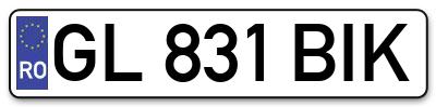 Placuta inmatriculare numar auto  GL-831-BIK, GL 831 BIK, GL831BIK