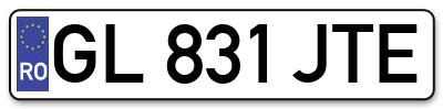 Placuta inmatriculare numar auto  GL-831-JTE, GL 831 JTE, GL831JTE