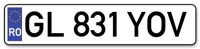 Placuta inmatriculare numar auto  GL-831-YOV, GL 831 YOV, GL831YOV