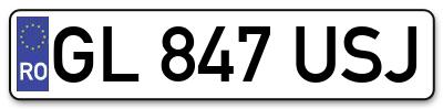 Placuta inmatriculare numar auto  GL-847-USJ, GL 847 USJ, GL847USJ