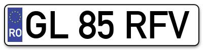 Placuta inmatriculare numar auto  GL-85-RFV, GL 85 RFV, GL85RFV