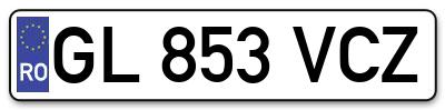 Placuta inmatriculare numar auto  GL-853-VCZ, GL 853 VCZ, GL853VCZ