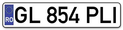 Placuta inmatriculare numar auto  GL-854-PLI, GL 854 PLI, GL854PLI